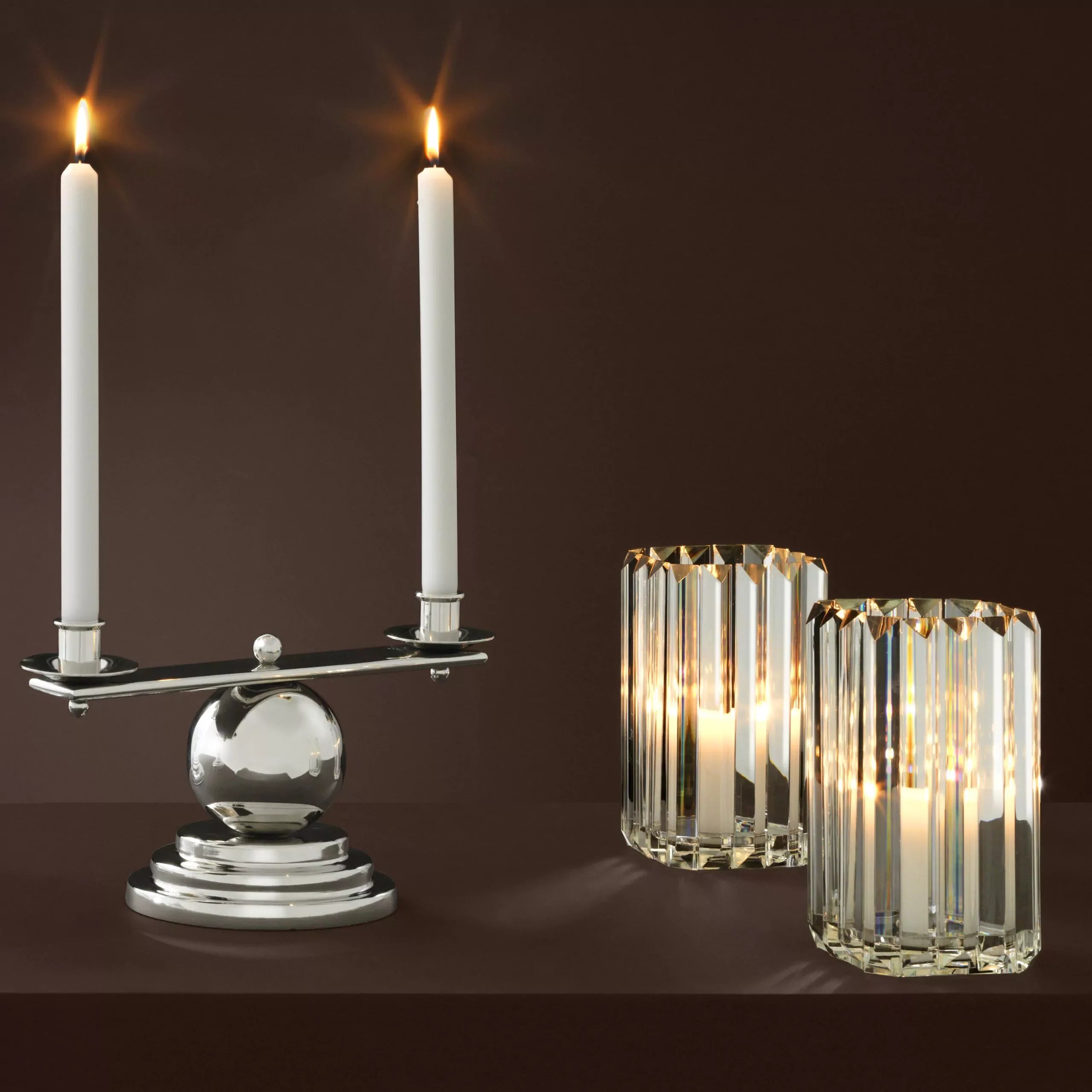 EICHHOLTZ Crystal Glass Candle Holder Howell set of 2,