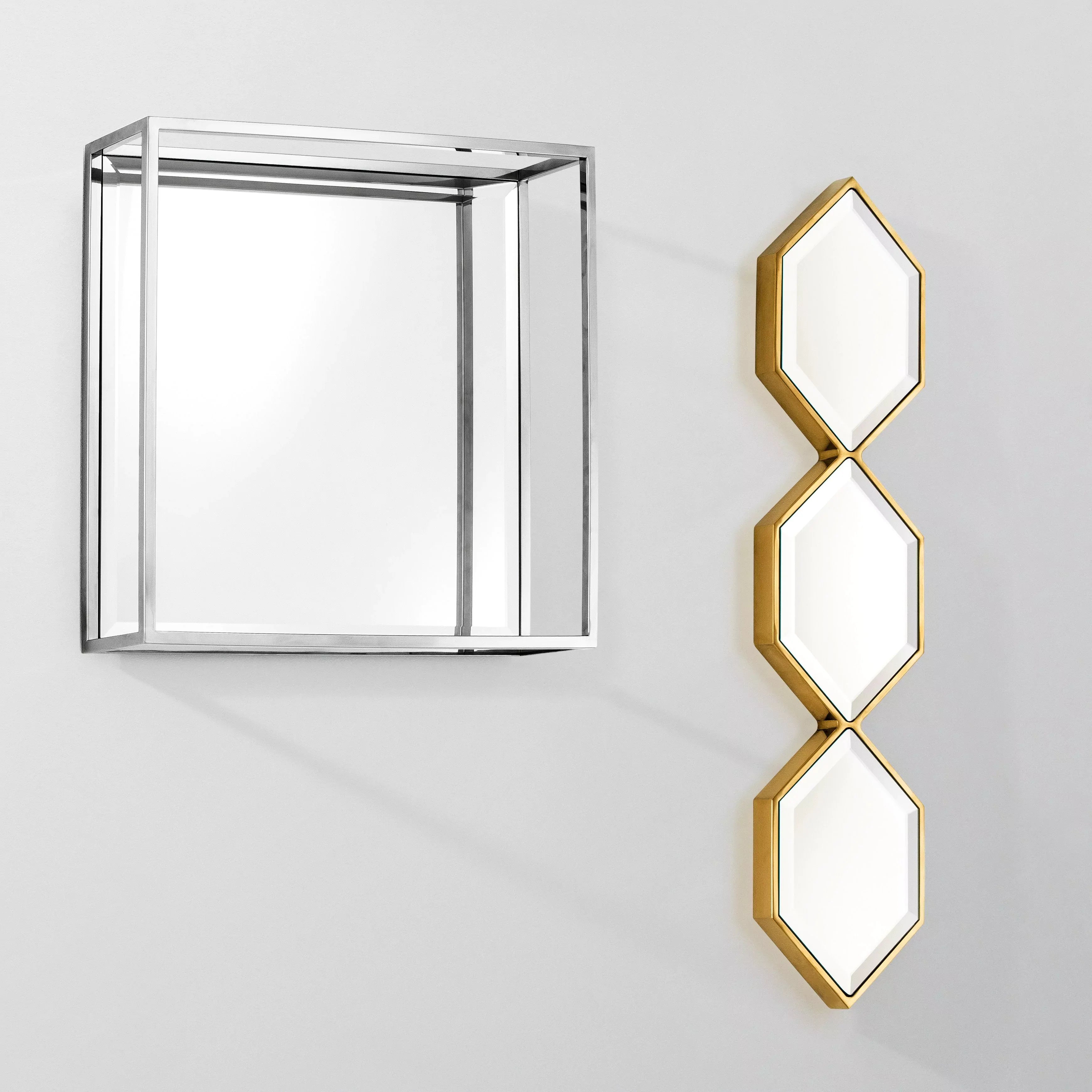 Gold Hexagonal Beveled Trio Mirror Glass | Eichholtz Saronno