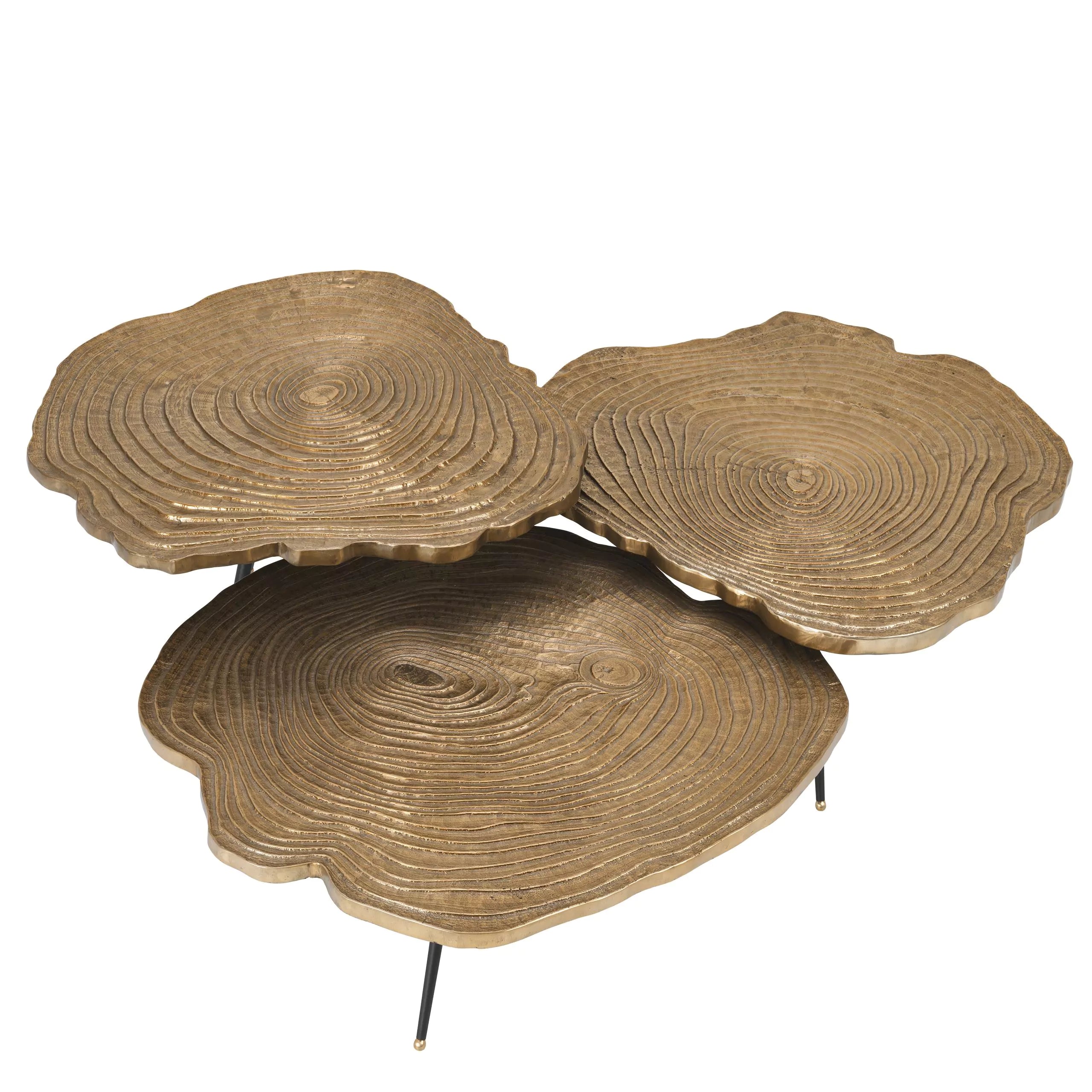 Gold Wood Slice Coffee Table Set (3) | Eichholtz Quercus