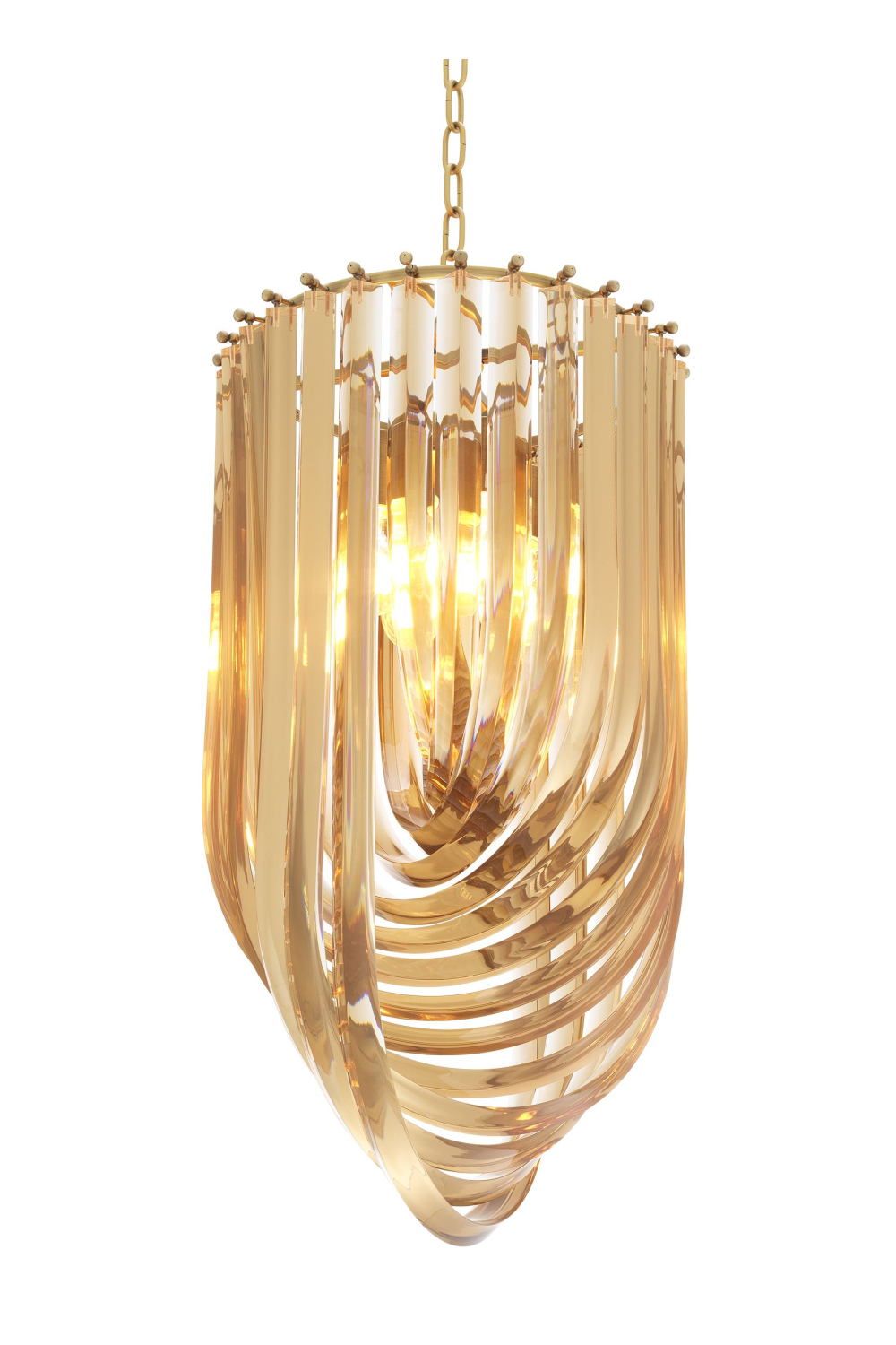 Gold Lucite Loop Chandelier | CHANDELIER MURANO 14" DIA