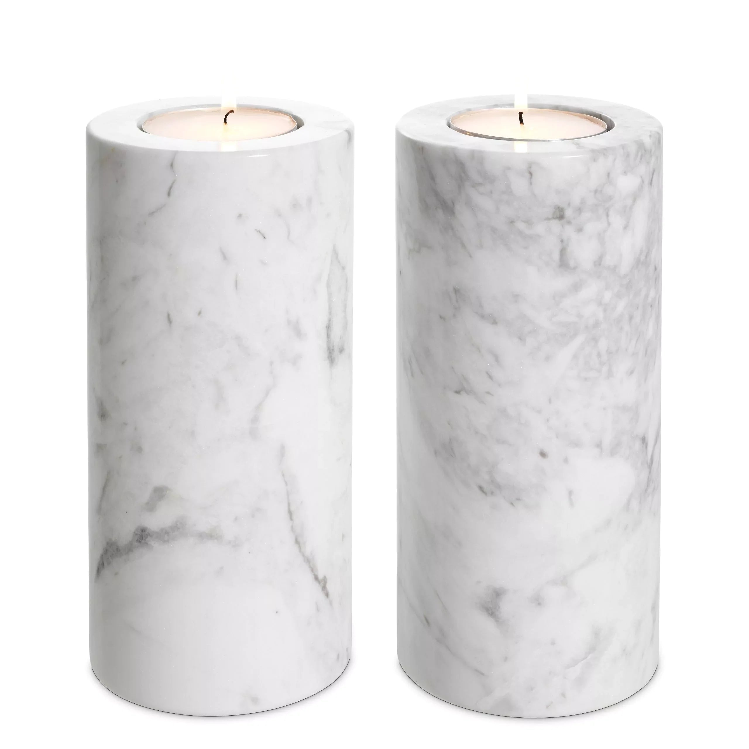 White Marble Tealight Holders (2) | Eichholtz Tobor L