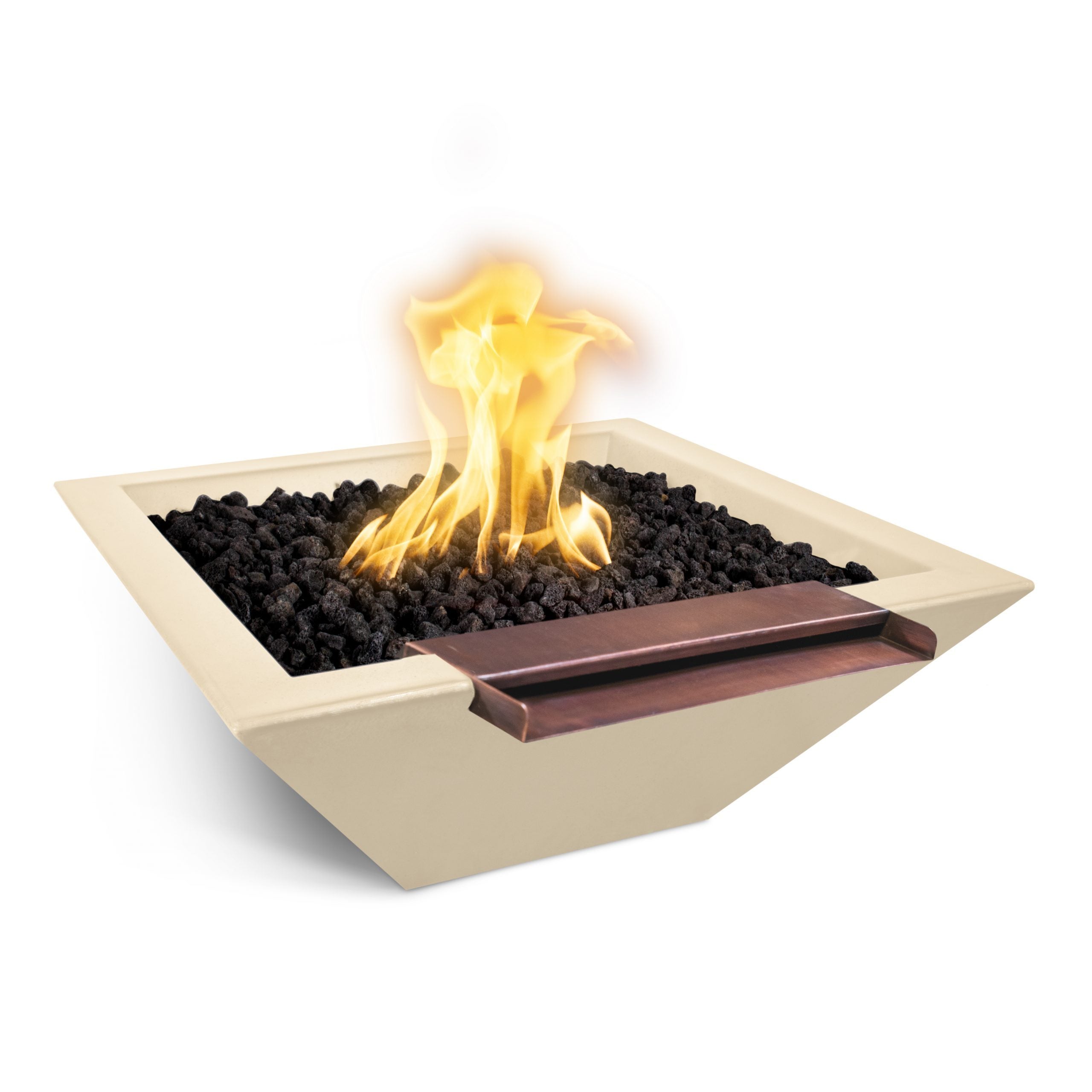The Outdoor Plus - Maya GFRC Concrete Square Fire & Water Bowl with Wide Spill 36"