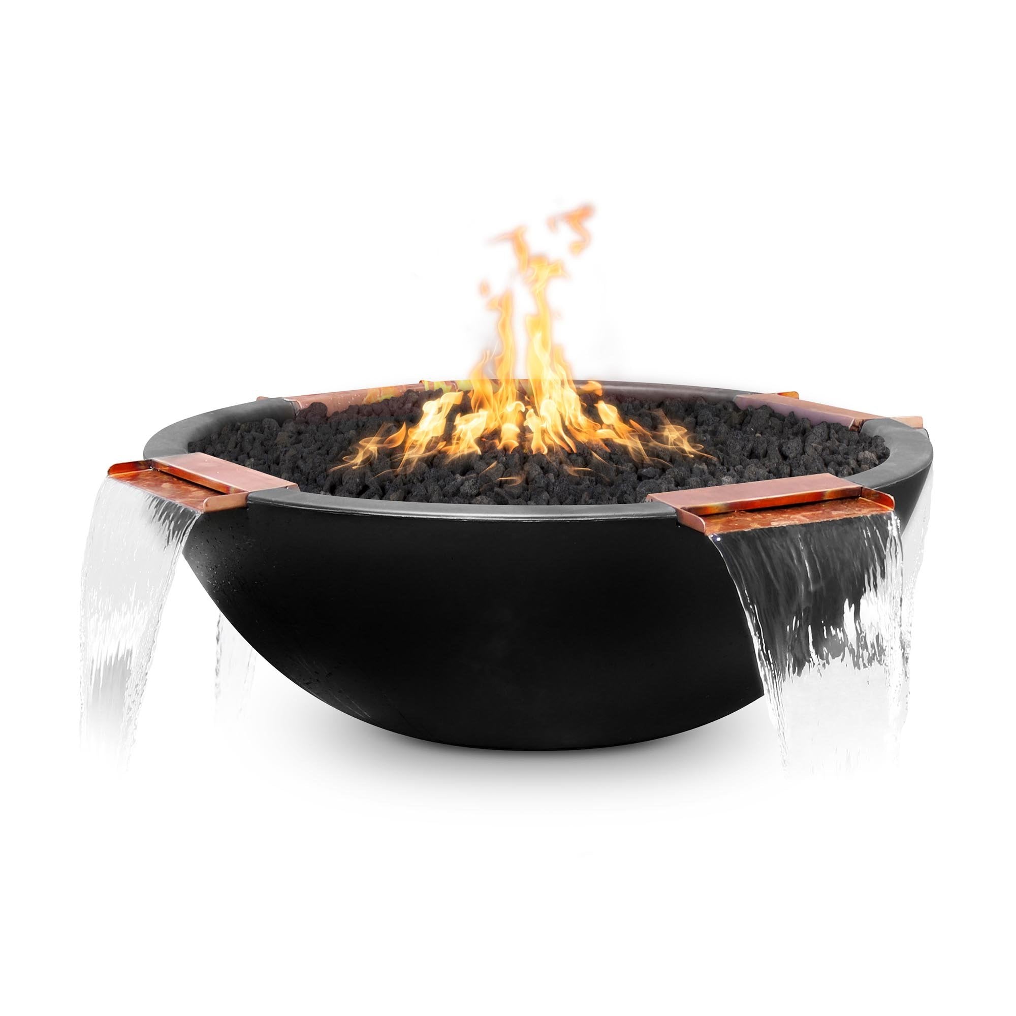 The Outdoor Plus 46 Inch Sedona GFRC Concrete 4 Way Spill Round Fire and Water Bowl
