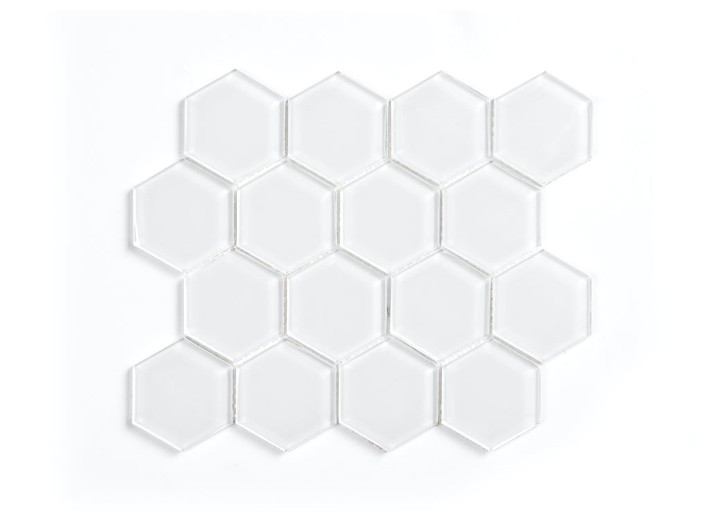 Super White Glass Hexagon Tile (11-Pack)