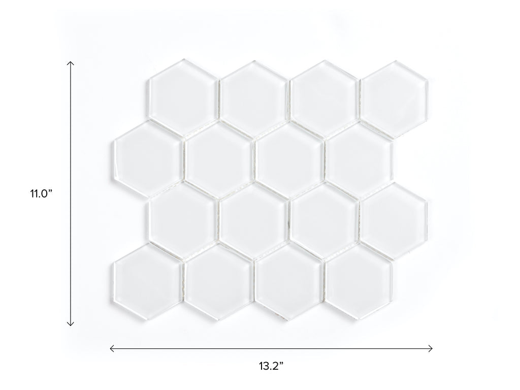 Super White Glass Hexagon Tile (11-Pack)