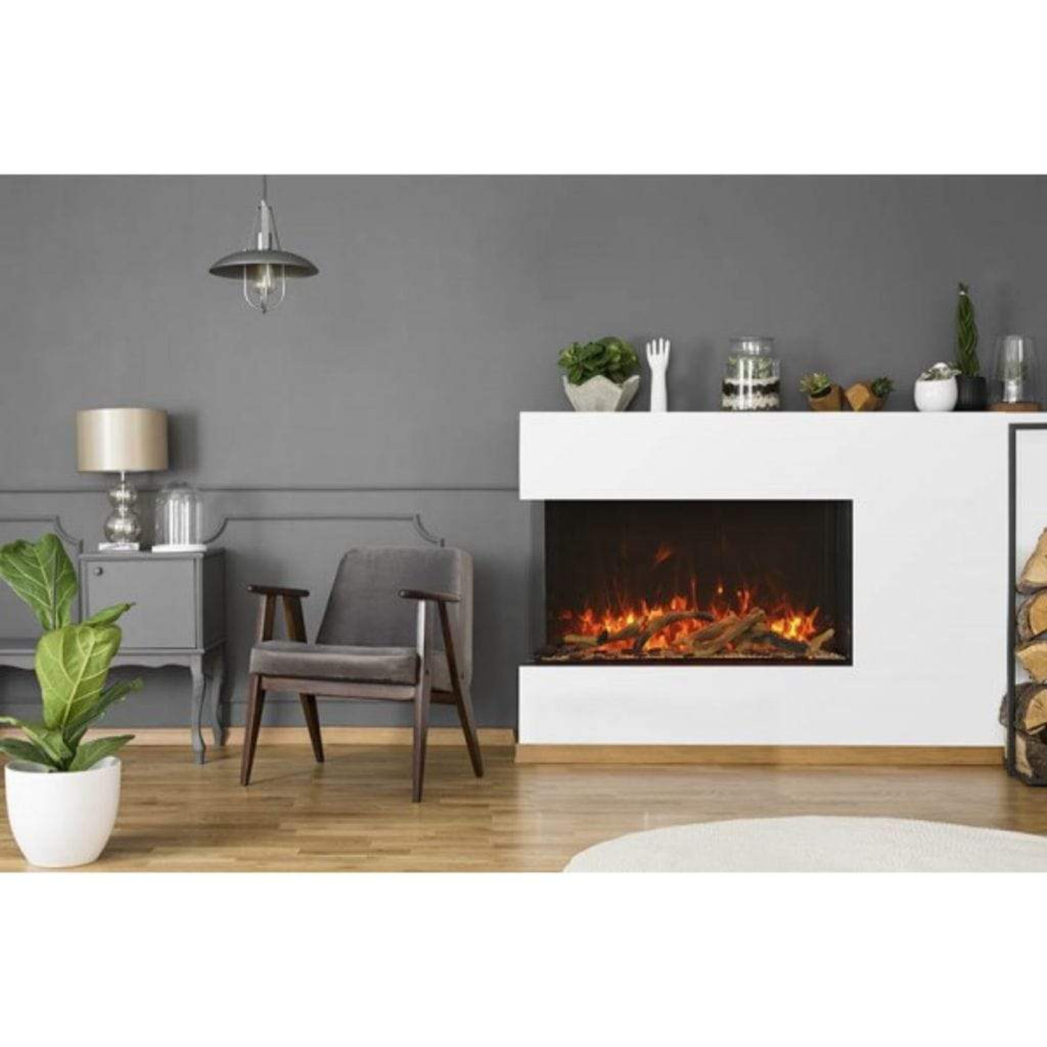 Amantii Tru-View XL XT 40" Three-Sided Indoor/Outdoor Electric Fireplace with Multi-Color Flames