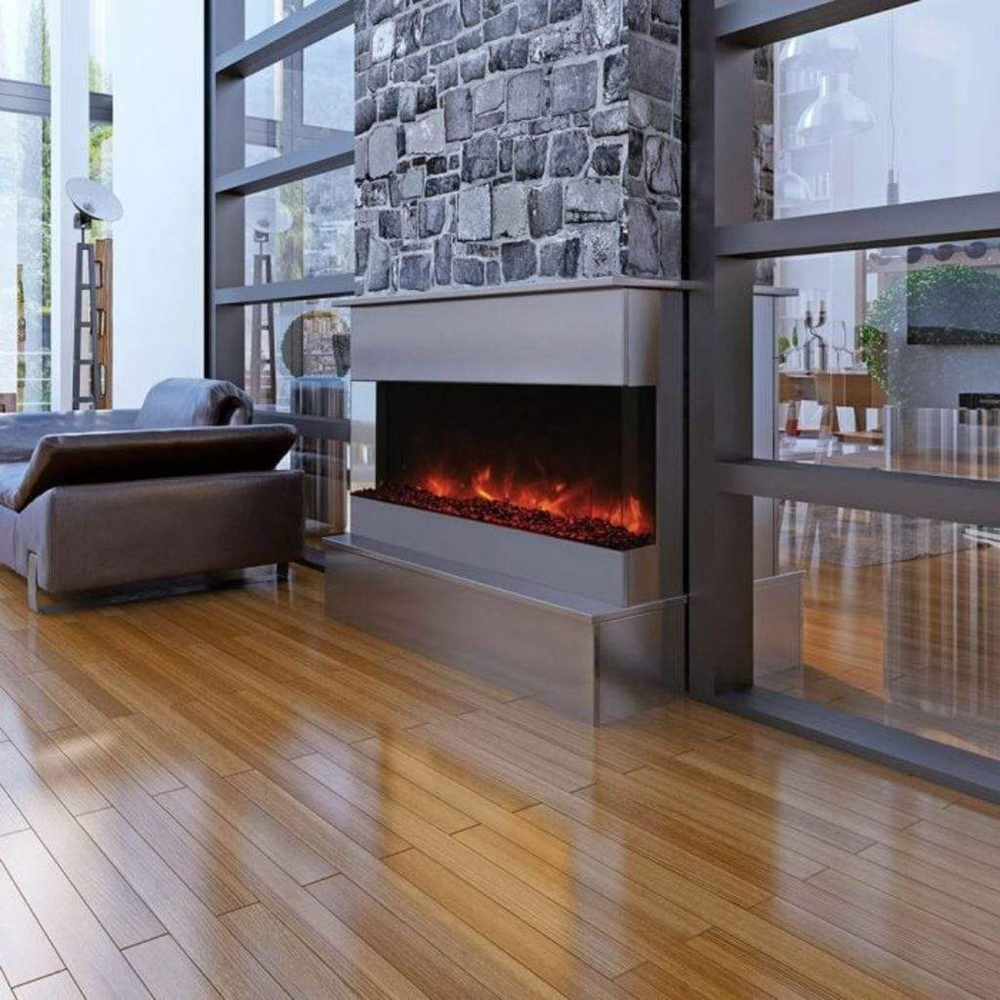 Amantii Tru-View XL XT 50" Three-Sided Electric Fireplace with Designer Media Kit