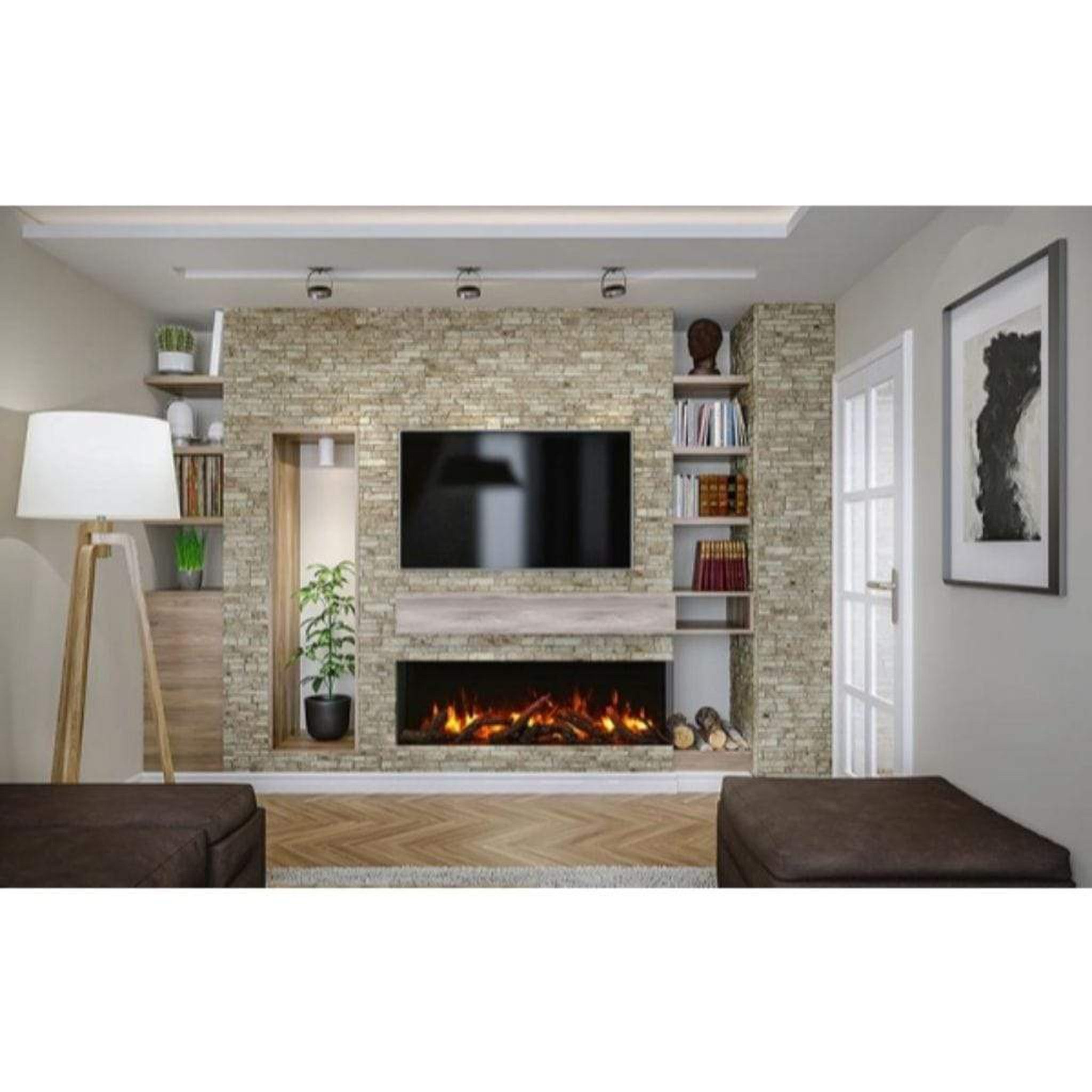 Amantii Tru-View XL XT 88" Three-Sided Electric Fireplace with 22" Glass Viewing Area