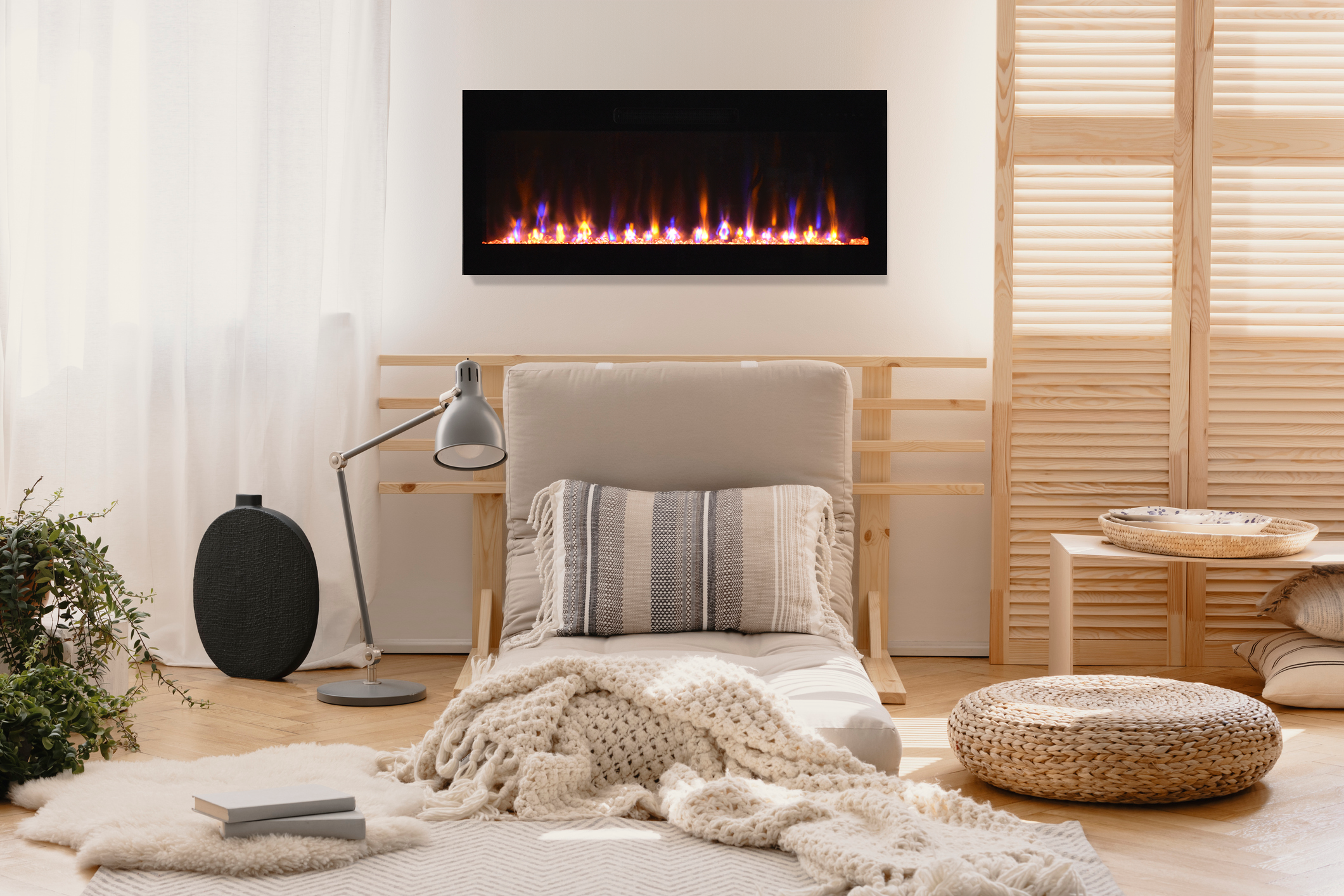 Amantii Fire & Ice Evolution 60" WiFi-Enabled Linear Wall-Mount Electric Fireplace