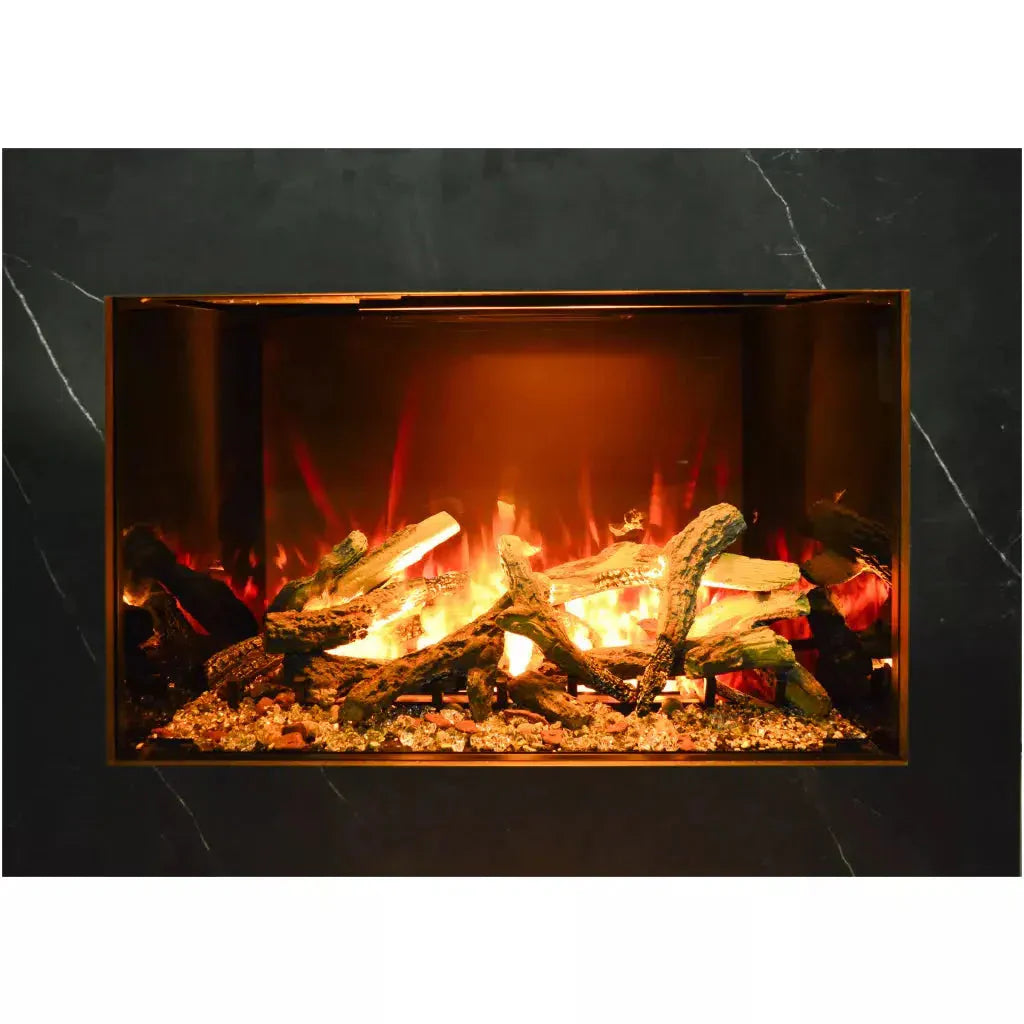 Amantii Signature Series Traditional 38" Built-in Electric Fireplace with Optimyst® Mist Flames, Multicolor LED Ember Bed & Ice Media Kit