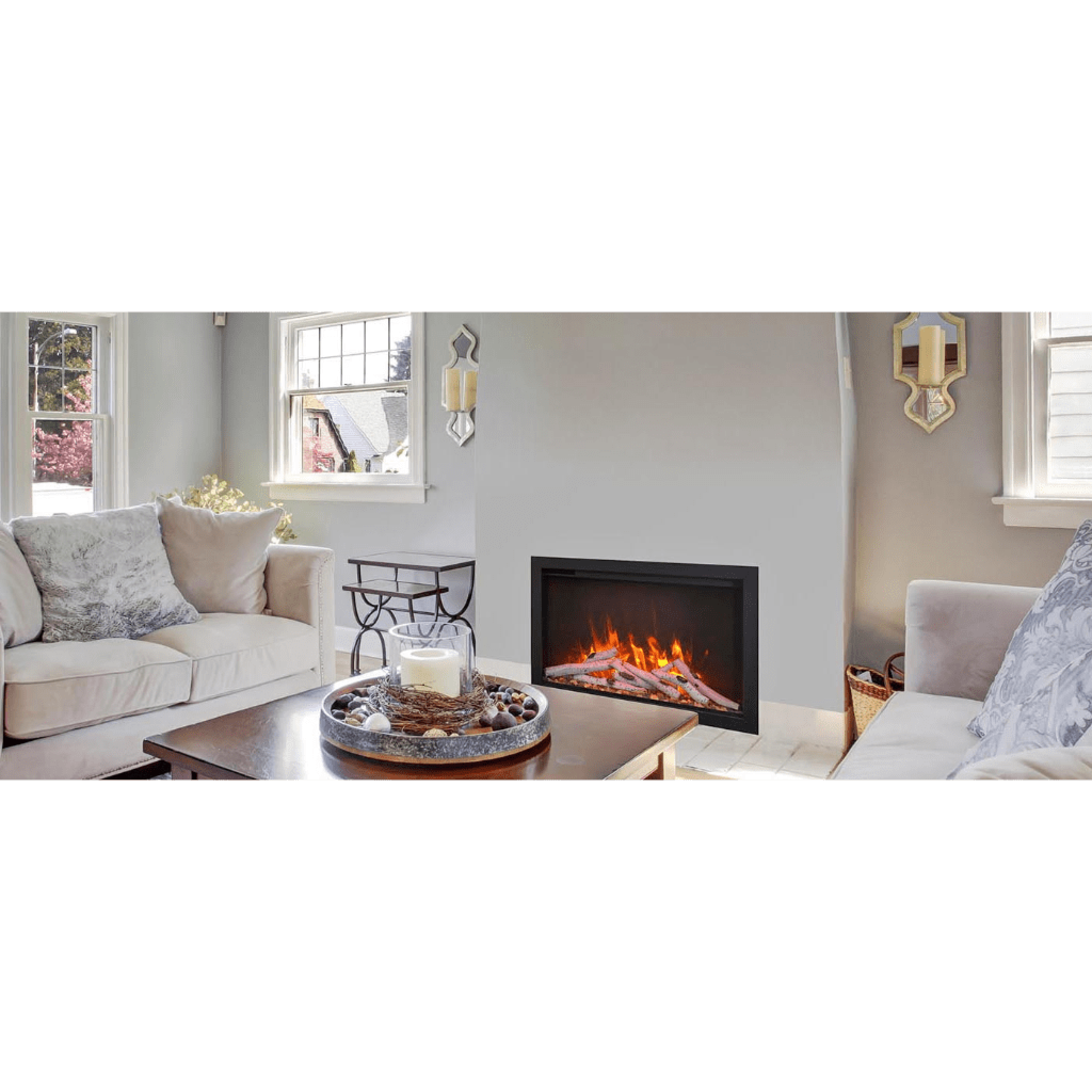Amantii TRD Bespoke 33" Traditional Electric Fireplace Insert for Indoor/Outdoor Use