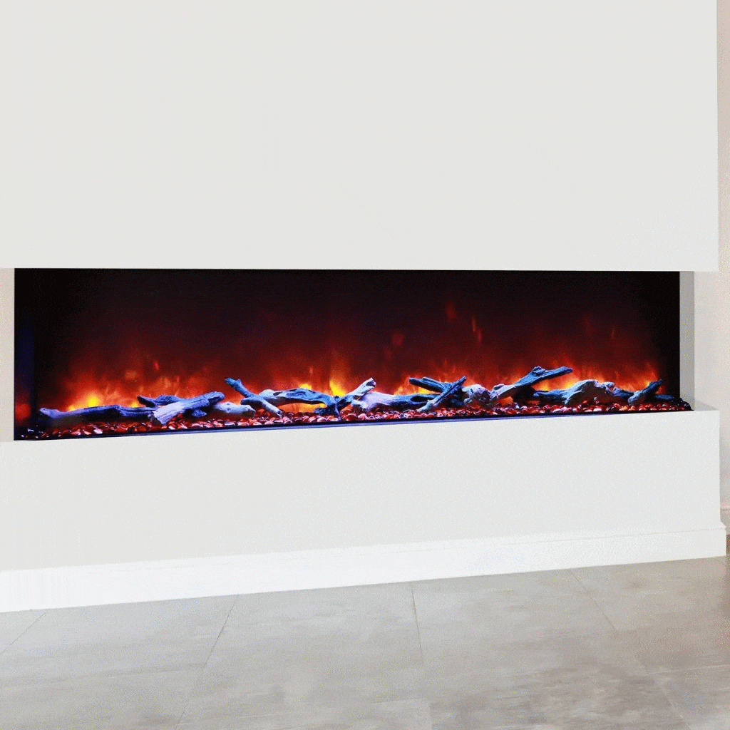 Amantii Tru-View XL Deep 72" Three-Sided Built-In Electric Fireplace with Multi-Color Flame and Ambient Canopy Lighting