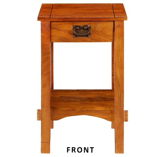 Spacious Mango Wood Nightstand With Slatted Side Panels, Brown