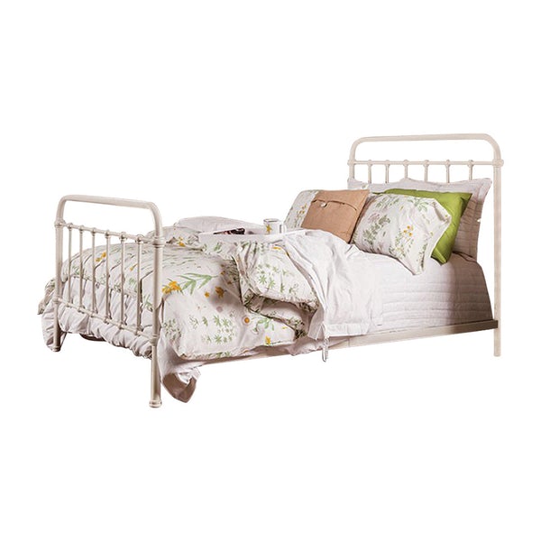 Contemporary Metal Twin Bed In Vintage White