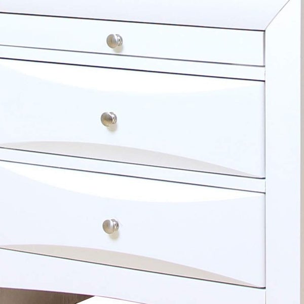 Contemporary 3 Drawer Wood Nightstand, White