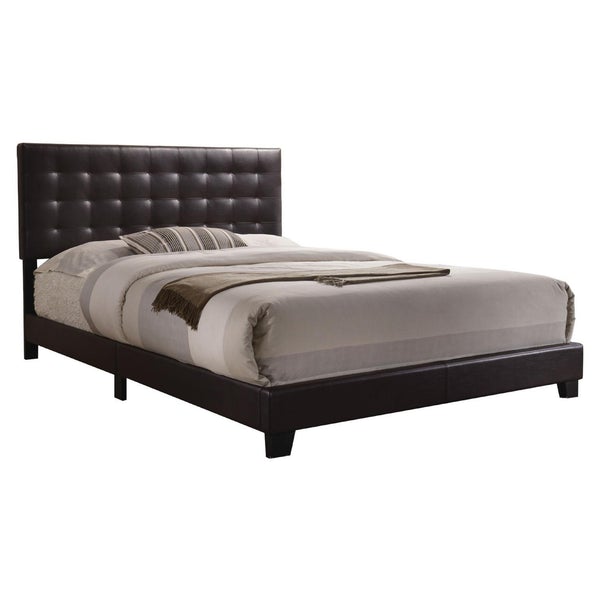 Sophistiated Transitional Style Queen Size Padded Bed, Brown