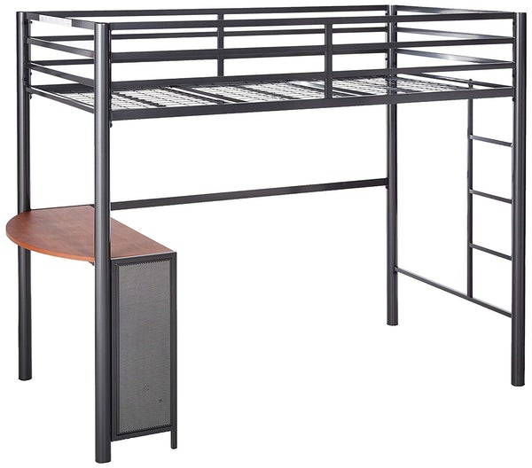 Highly Purposeful Metal Twin Loft Bed, Dark Gunmetal