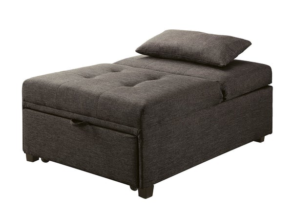 Tufted Fabric Upholstered Folding Ottoman With Storage, Dark Gray