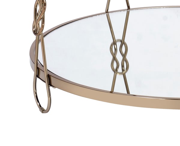 Metal Coffee Table With Glass Top And 1 Bottom Shelf,Gold And Clear