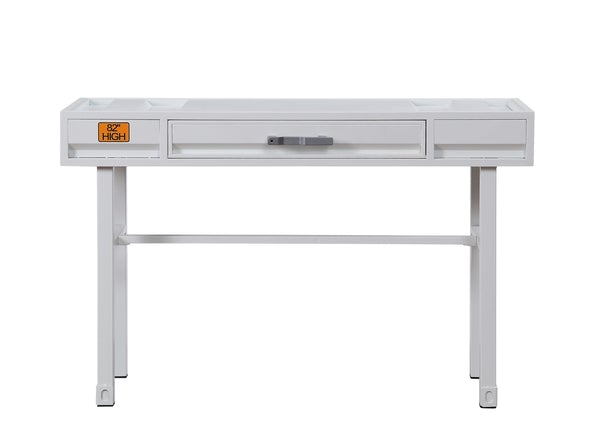 Industrial Style Metal And Wood 1 Drawer Vanity Desk, White