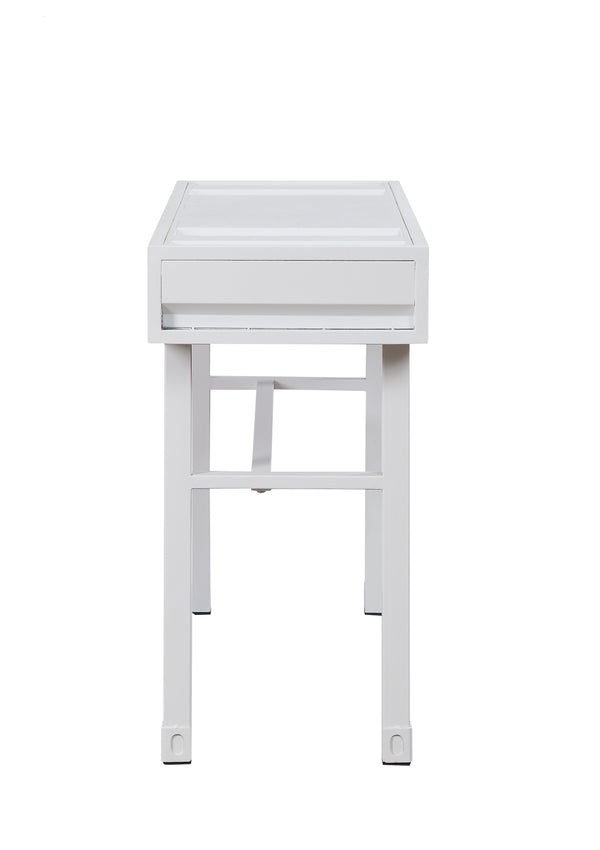 Industrial Style Metal And Wood 1 Drawer Vanity Desk, White