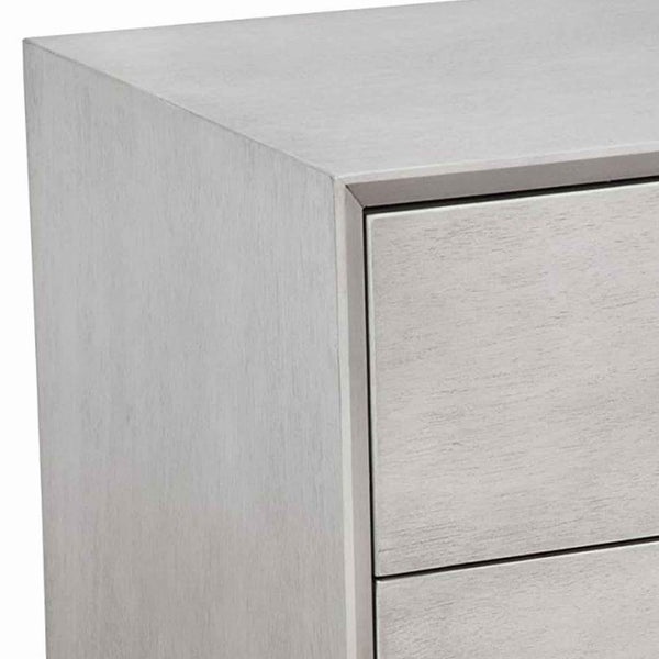 Mid Century Modern Wooden Nightstand With 2 Drawers And Slanted Legs, Gray - BM220516