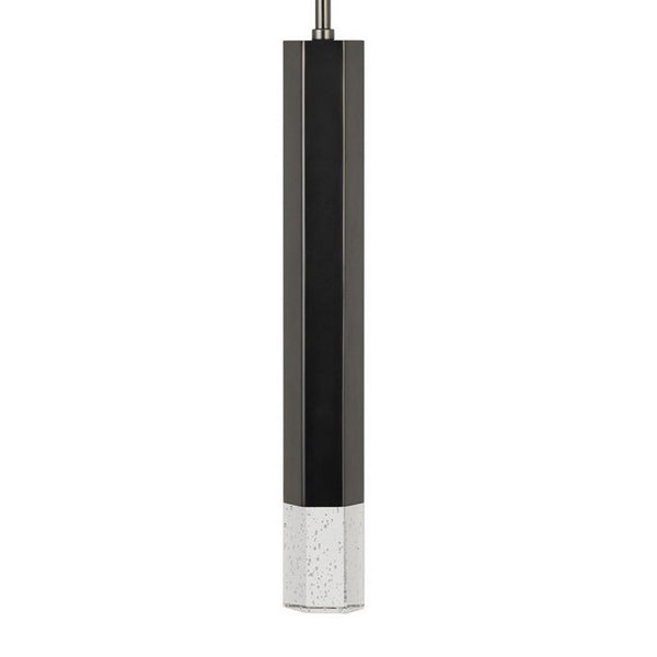 Hexagonal Metal Frame Single LED Light Pendant With Glass Diffuser, Black - BM220652