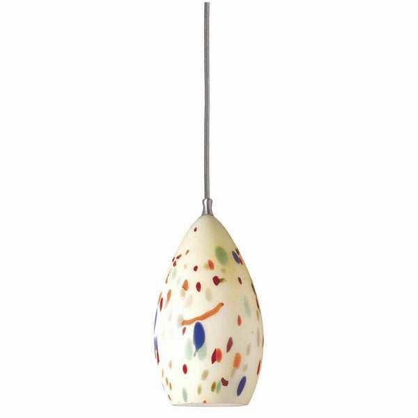 1 Light Glass Shade Pendant Lighting With Canopy, Set Of 4,Cream And Chrome - BM220772