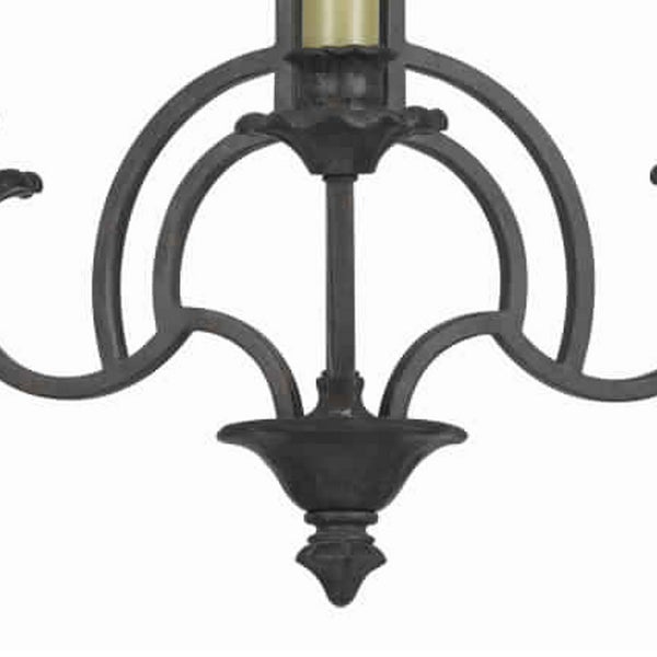 3 Bulb Candle Style Uplight Chandelier With Metal Frame, Black And Brass - BM223037