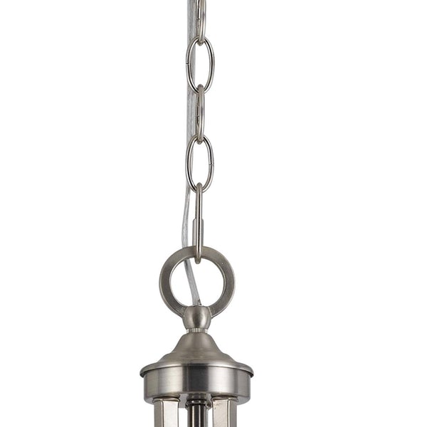 3 Bulb Uplight Chandelier With Metal Frame And Glass Shades,Silver And White - BM223048