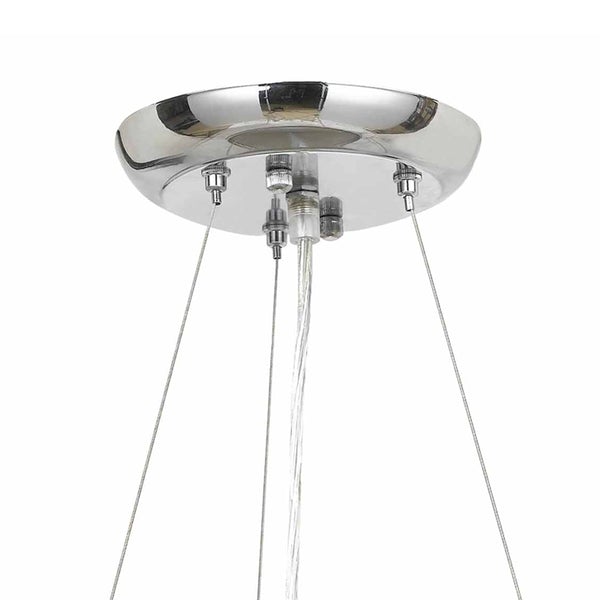3 Bulb Glass Drum Chandelier With Stripe Pattern, Multicolor - BM223075