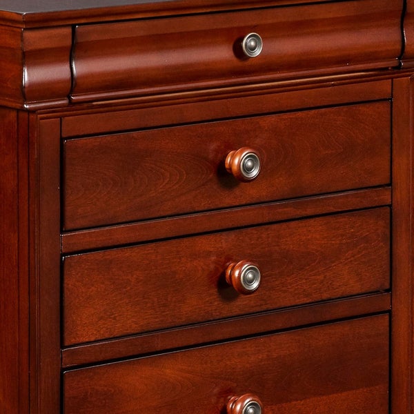 4 Drawer Wooden Nightstand With Bracket Legs And Metal Knobs, Brown