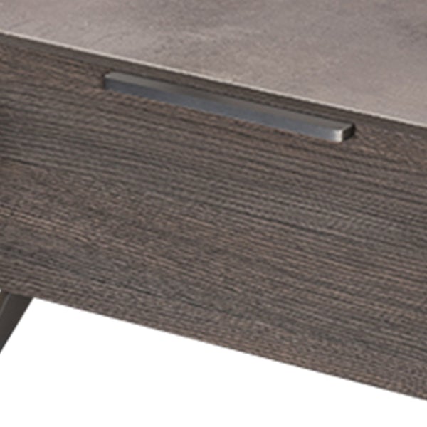 1 Drawer Faux Concrete Nightstand With Metal Handle And Angled Legs | Gray Nightstand