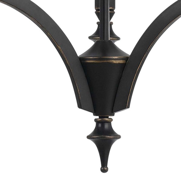 3 Bulb Chandelier With Glass Shade And Metal Frame, Black And White - BM223592