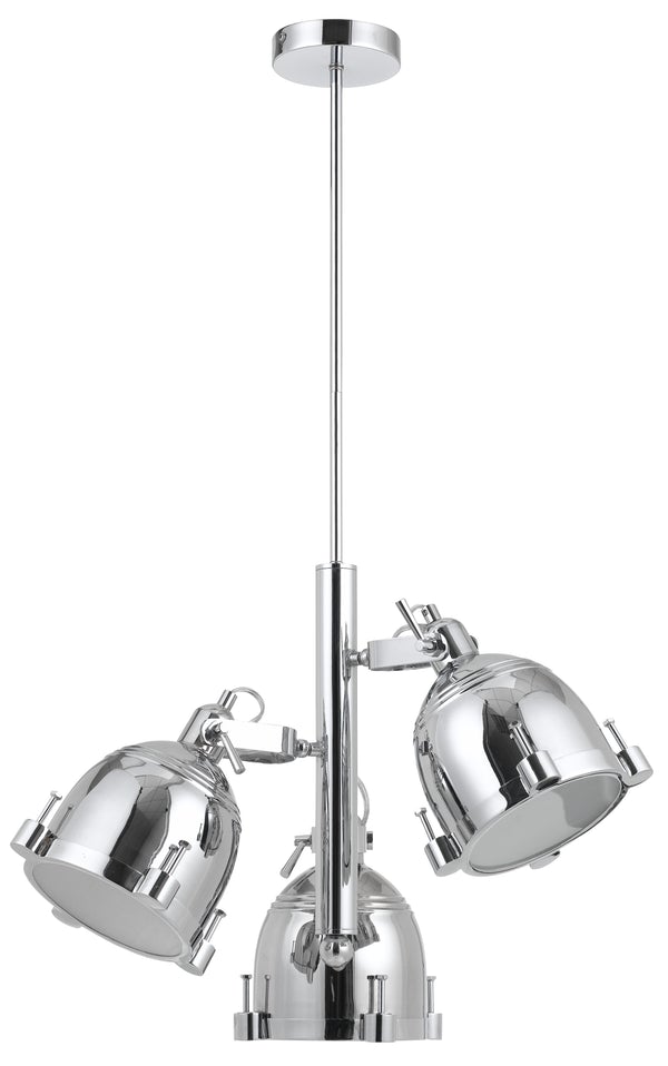 60 X 3 Watt Metal Frame Chandelier With Round Downlight Shade, Chrome - BM224832
