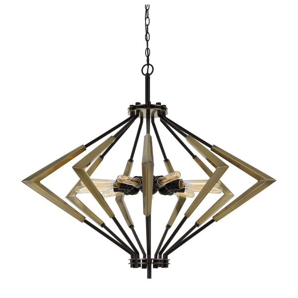 9 Bulb Metal Frame Chandelier With Boomerang Design, Black And - BM225625