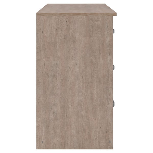 6 Drawer Wooden Dresser With Sled Base, Beige
