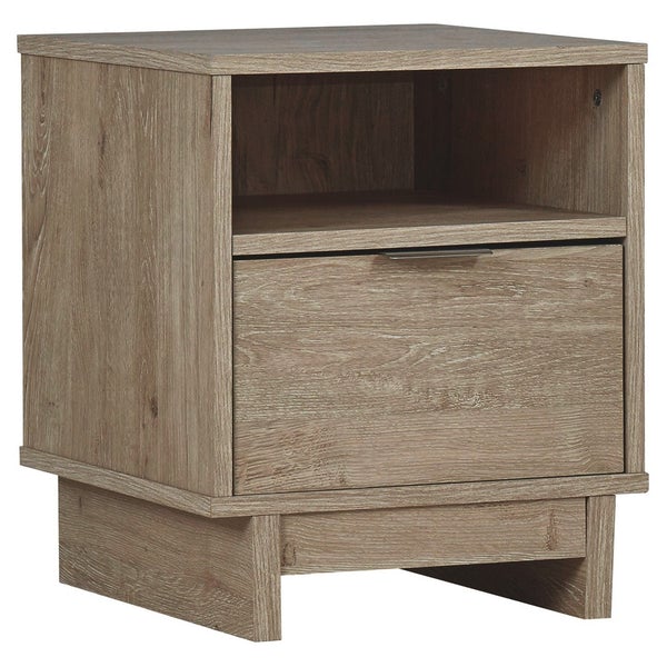 Single Drawer Wooden Nightstand With Open Shelf, Brown