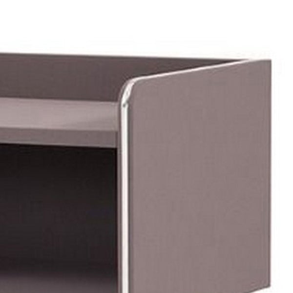 Raised Top Wooden Nightstand With 1 Open Compartment, Gray And Black