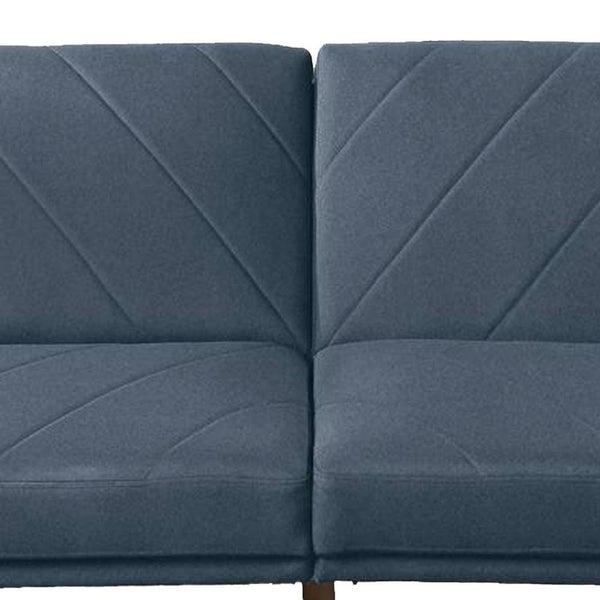 Fabric Adjustable Sofa With Chevron Pattern And Splayed Legs, Navy Blue - BM232616