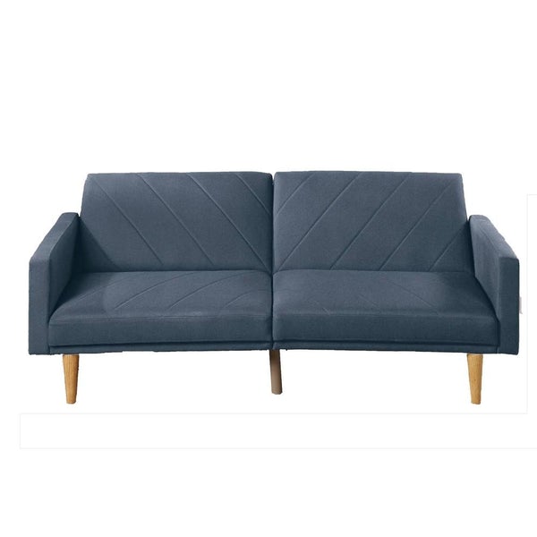 Fabric Adjustable Sofa With Chevron Pattern And Splayed Legs, Navy Blue - BM232616