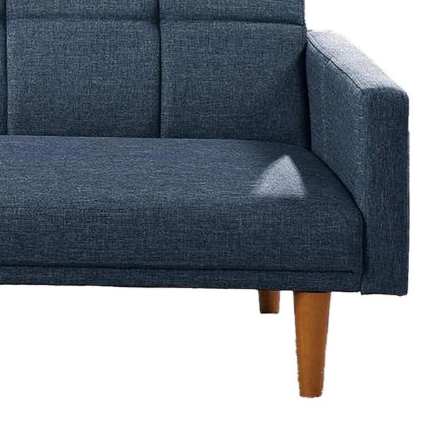 Fabric Adjustable Sofa With Square Tufted Back, Blue