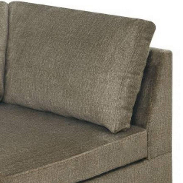 37 Inches Fabric Upholstered Wooden Corner Wedge, Taupe Brown