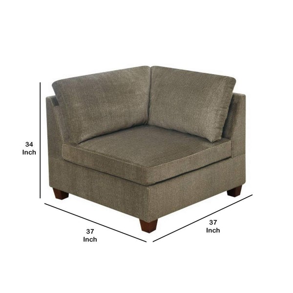 37 Inches Fabric Upholstered Wooden Corner Wedge, Taupe Brown