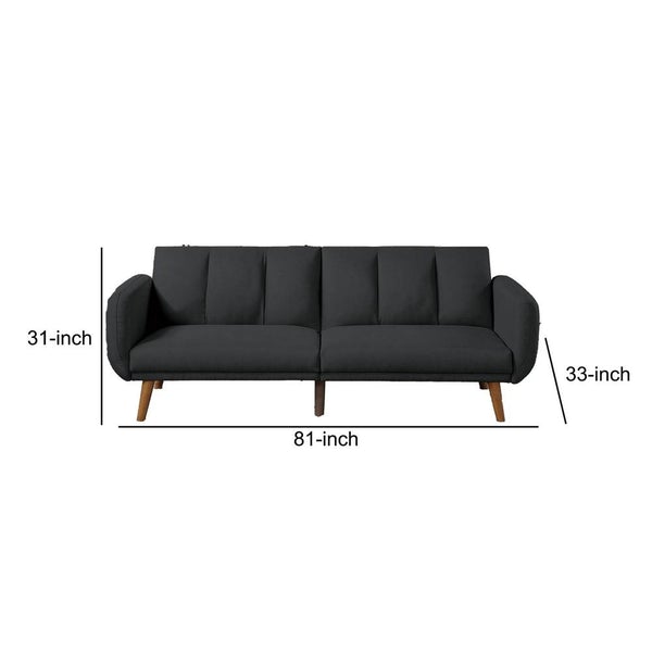 Adjustable Upholstered Sofa With Track Armrests And Angled Legs, Gray