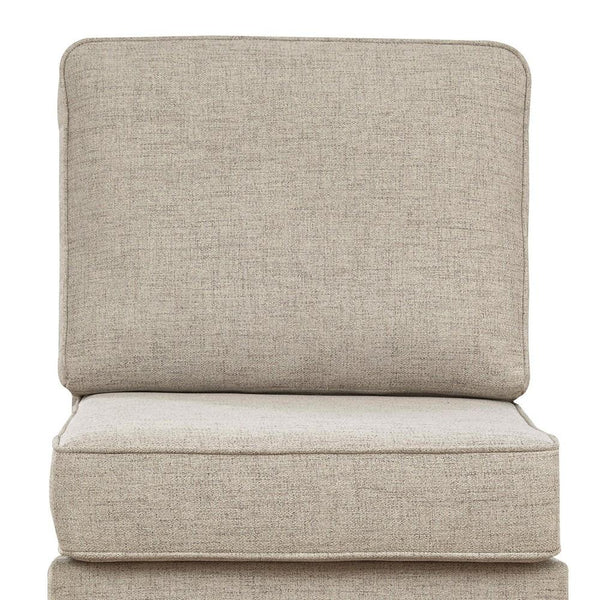 Fabric Upholstered Armless Chair With Welt Trim, Beige