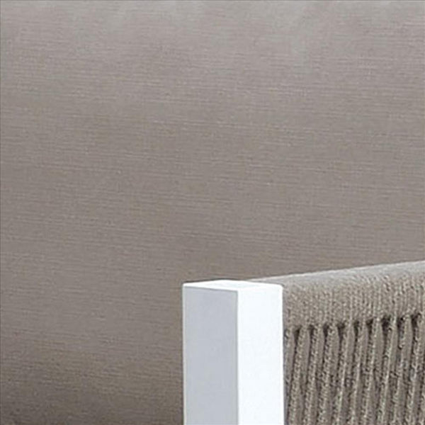 Fabric Upholstered Arm Chair With Cushioned Back, Taupe Brown And White