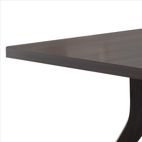 Dining Table With Wooden Top And Angled Legs, Brown