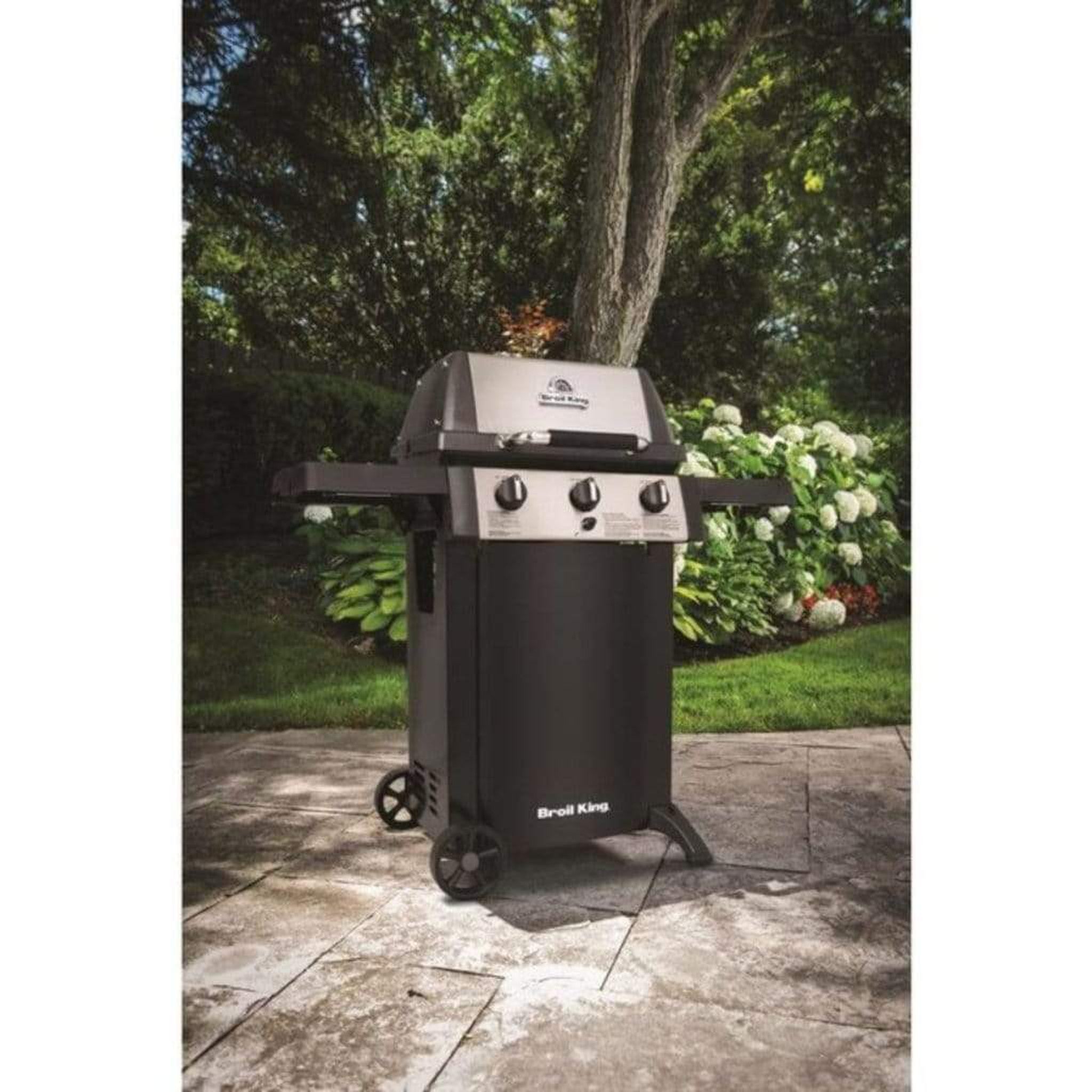 Broil King Gem 320 45" 3-Burner Black Gas Grill with Cast Iron Grids