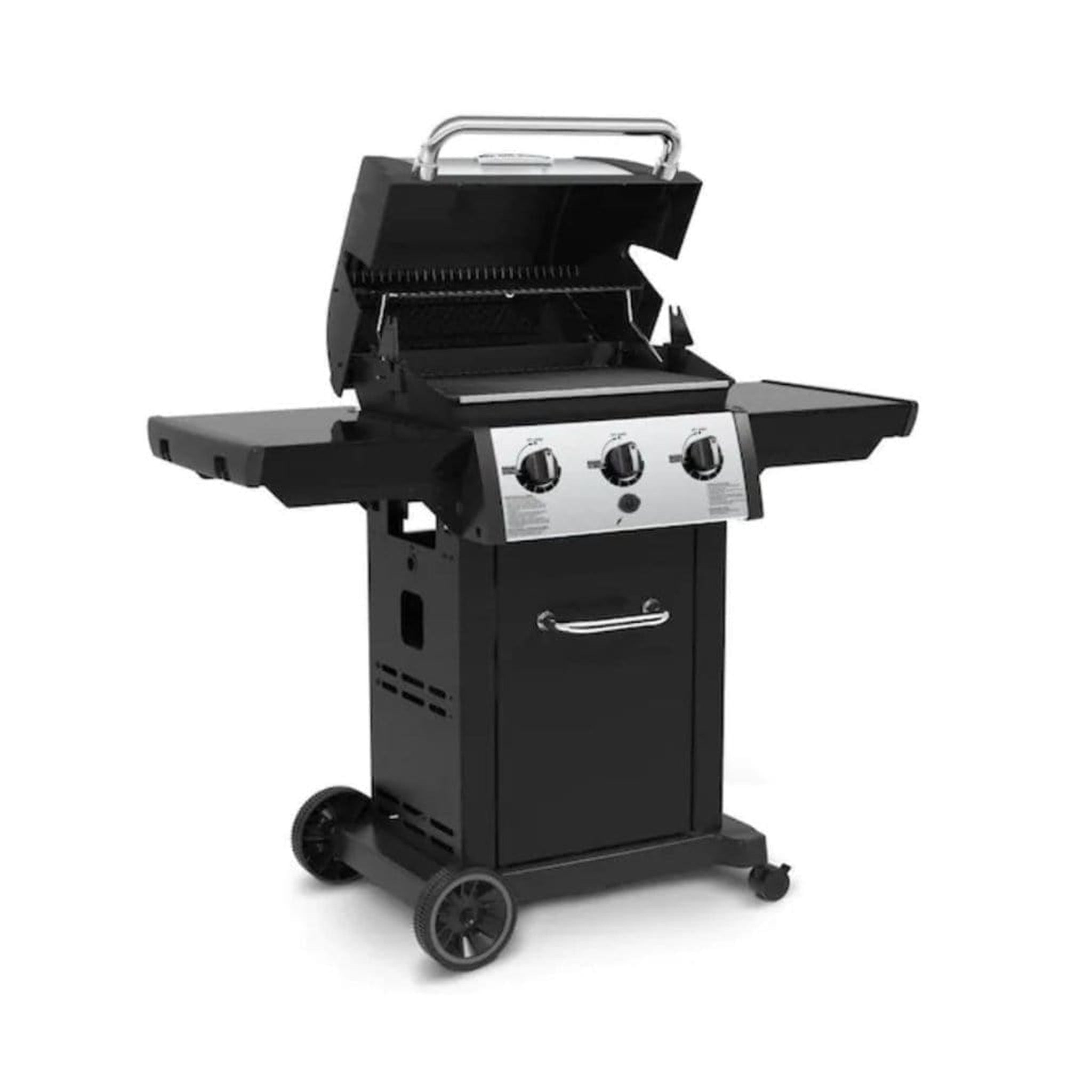 Broil King Monarch 320 51" 3-Burner Black Gas Grill with Cast Iron Grids